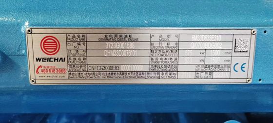 1 Phase/3 Phase 500KW Weichai Diesel Generator Set with Portable Design ISO9001 Certification and Air Filter